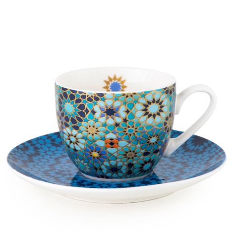 4 Coffee Cups & Saucer Moucharabieh Blue