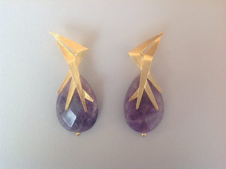 Bo Mika Gold Purple Earrings