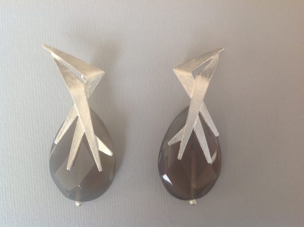 Bo Mika Silver Grey Earrings