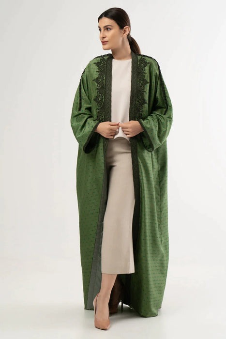 Floral Green Embroidered Abaya