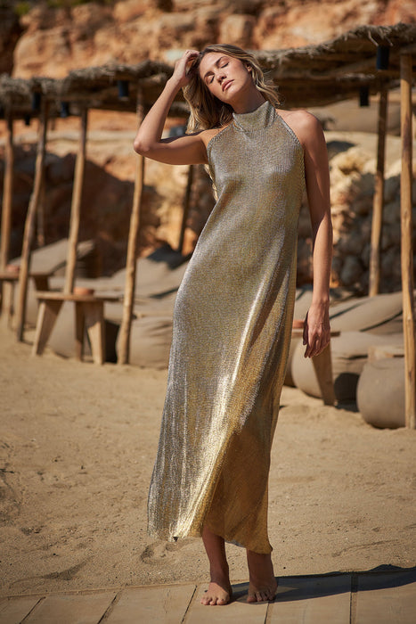 Gold Highneck Dress