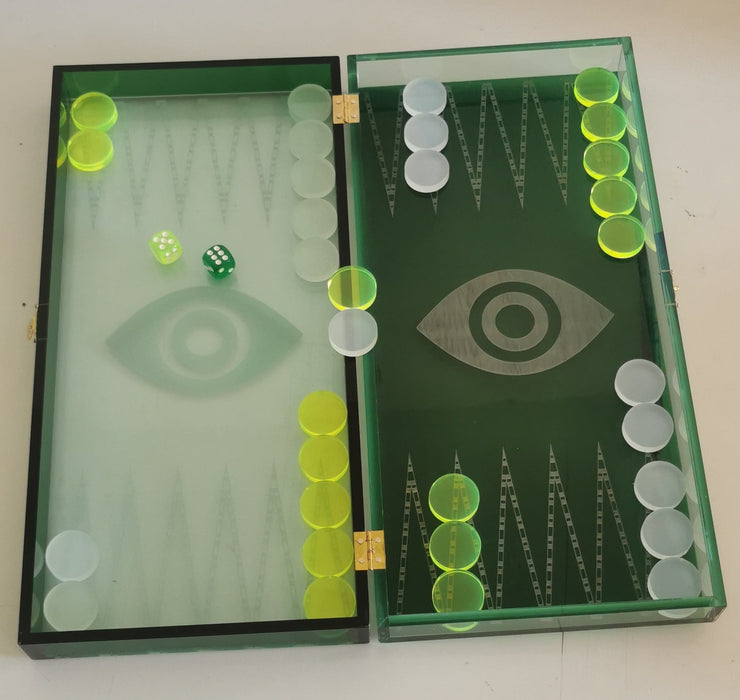 Lux Green Evil Eye Backgammon
