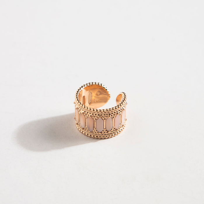Baalbeck Yellow Gold Mother Of Pearl Pink Stone Ring