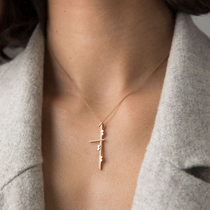 Hayete Rose Gold Vertical Necklace