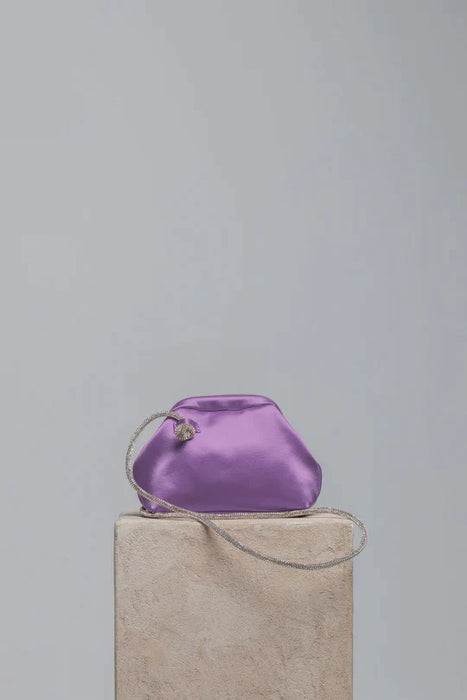 Mini Money Bag In Satin Purple