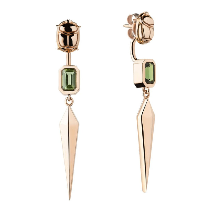 One-Sided Scarab Earring With A Tourmaline