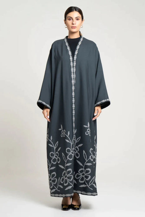 Long Sleeve Grey Abaya
