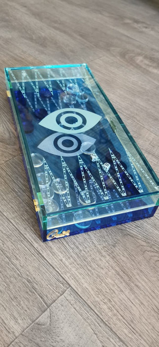 Lux Blue Evil Eye Backgammon