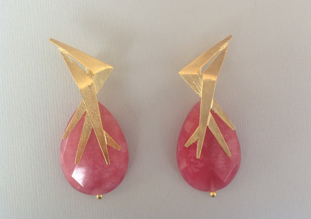 Bo Mika Gold Red Earrings